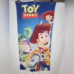 Walt Disney PIXAR TOY STORY 3 BEACH TOWEL 30”X56” Preloved Buzz Woody Jessie Rex